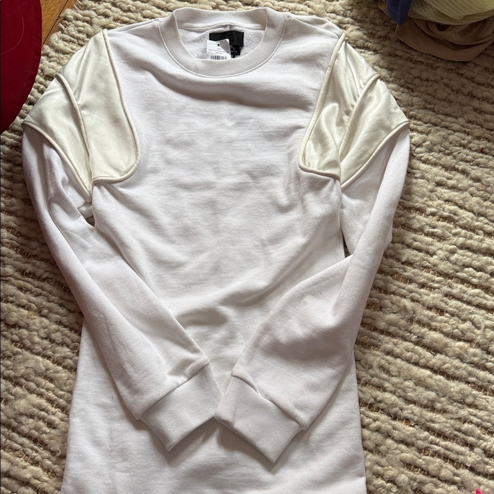 NWT RTA Adelia Dress white with satin shoulders detail - Picture 4 of 8
